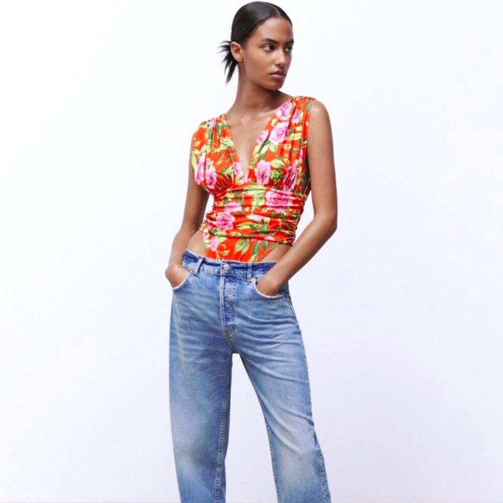 🆕 ZARA PRINTED DRAPED BODYSUIT | ZARA WOMAN